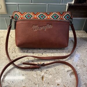 Wrangler Brown Crossbody with Multicolor Southwestern Embroidery
